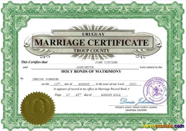 Uruguay marriage certificate